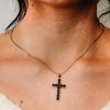 ITI NYC Bezel Set Cross Pendant with Smokey Topaz Stones in 14K Gold