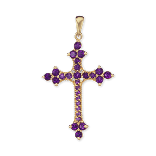 ITI NYC Trinity Cross Pendant with Purple Cubic Zirconia in Sterling Silver