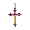 ITI NYC Trinity Cross Pendant with Purple Cubic Zirconia in Sterling Silver