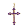 ITI NYC Trinity Cross Pendant with Purple Cubic Zirconia in Sterling Silver