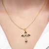 ITI NYC Trinity Cross Pendant with Dark Blue Cubic Zirconia in Sterling Silver