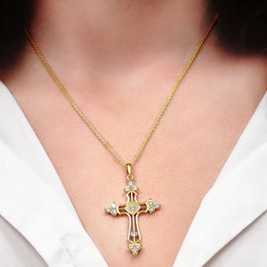 ITI NYC Trinity Cross Pendant with Cubic Zirconia in Sterling Silver