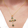 ITI NYC Trinity Cross Pendant with Green Cubic Zirconia in Sterling Silver