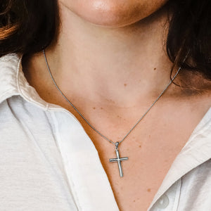 ITI NYC Tubular Cross Pendant in Sterling Silver