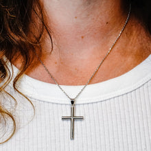 Load image into Gallery viewer, ITI NYC Tubular Cross Pendant in Sterling Silver
