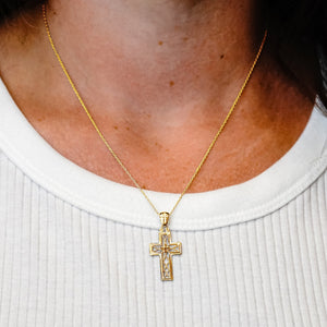 ITI NYC Filigree Clover Cross Pendant in Sterling Silver