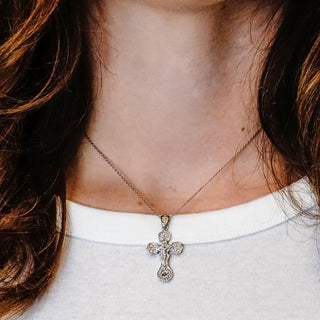 ITI NYC Byzantine Double-Sided Cross and Crucifix Pendant in Sterling Silver