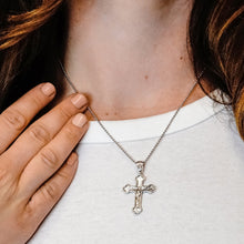 Load image into Gallery viewer, ITI NYC Trefoil Crucifix Pendant in Sterling Silver
