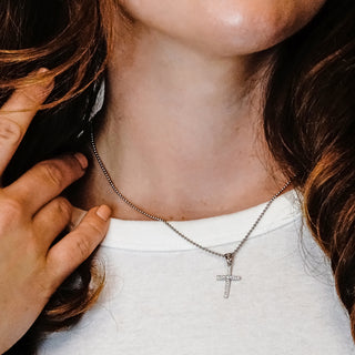 ITI NYC Sterling Silver Classic Cross Pendant with Cubic Zirconia