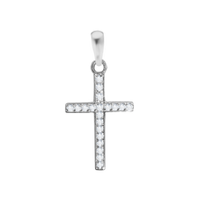 Load image into Gallery viewer, ITI NYC Sterling Silver Classic Cross Pendant with Cubic Zirconia
