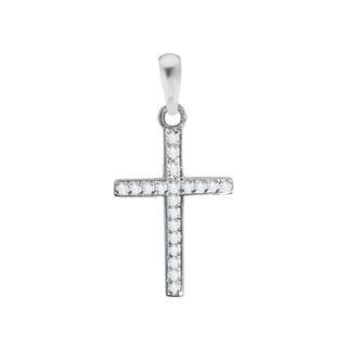 ITI NYC Sterling Silver Classic Cross Pendant with Cubic Zirconia