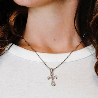 ITI NYC Filigree Lotus Cross Pendant in Sterling Silver