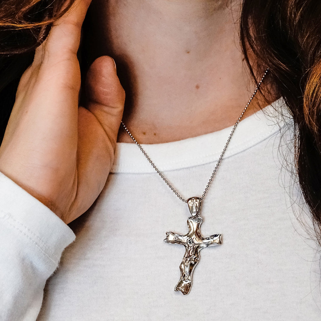 ITI NYC Freeform Crucifix Pendant in Sterling Silver