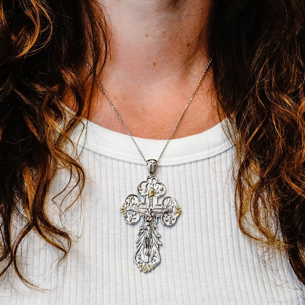 ITI NYC Baroque Crucifix Pendant in Sterling Silver