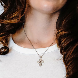 ITI NYC Byzantine Double-Sided Cross and Crucifix Pendant in Sterling Silver