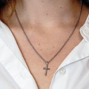 ITI NYC Tubular Cross Pendant in Sterling Silver