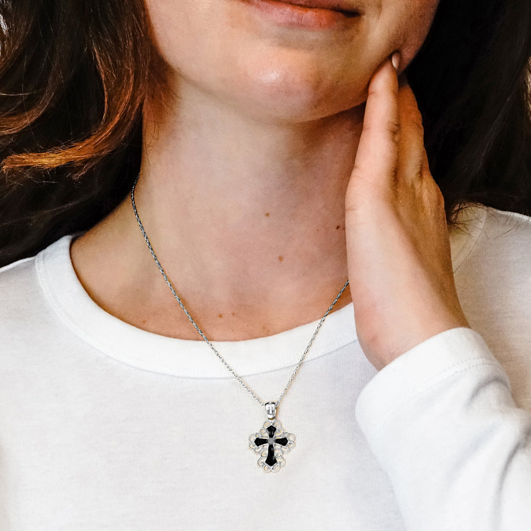 ITI NYC Filigree Cross Pendant with Ember Finish in Sterling Silver