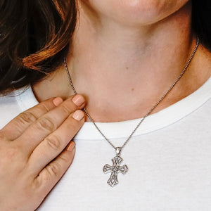 ITI NYC Filigree Cross Pendant with Ember Finish in Sterling Silver