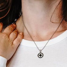 Load image into Gallery viewer, ITI NYC Pattee Cross Pendant Medallion with Black Enamel in Sterling Silver
