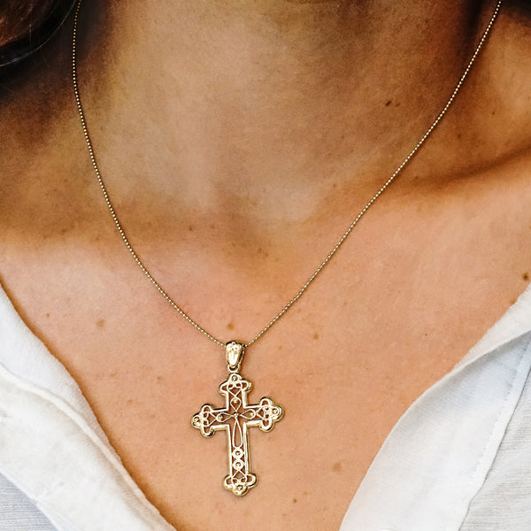 ITI NYC Filigree Budded Cross Pendant in Sterling Silver