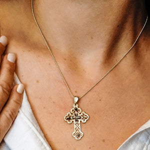 ITI NYC Filigree Cross Pendant with Ember Finish in Sterling Silver