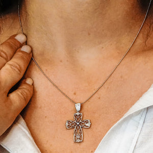 ITI NYC Filigree Lattice Cross Pendant in Sterling Silver