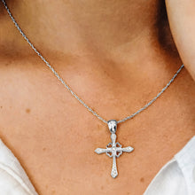 Load image into Gallery viewer, ITI NYC Clover Cross Pendant with Cubic Zirconia in Sterling Silver
