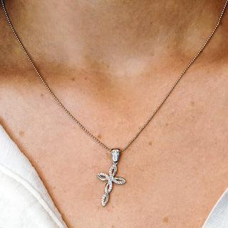 ITI NYC Eternity Cross Pendant with Cubic Zirconia in Sterling Silver