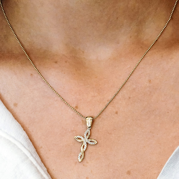 ITI NYC Eternity Cross Pendant with Cubic Zirconia in Sterling Silver