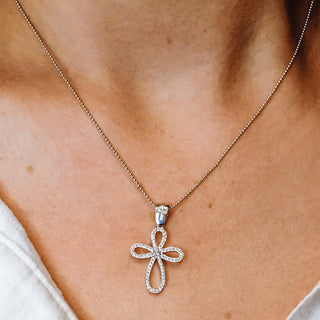 ITI NYC Eternity Cross Pendant with Cubic Zirconia in Sterling Silver