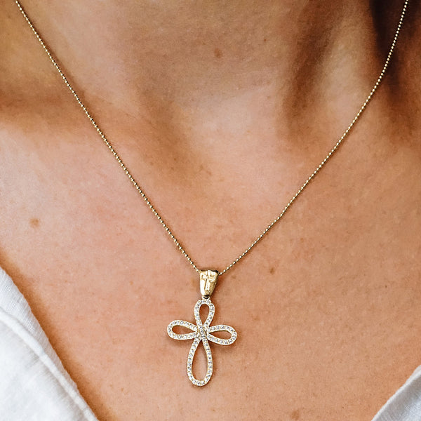 ITI NYC Eternity Cross Pendant with Cubic Zirconia in Sterling Silver