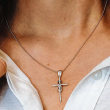 Load image into Gallery viewer, ITI NYC Infinity Cross Pendant with Cubic Zirconia in Sterling Silver
