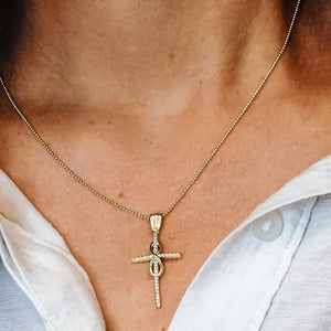 ITI NYC Infinity Cross Pendant with Cubic Zirconia in Sterling Silver