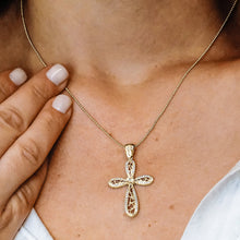 Load image into Gallery viewer, ITI NYC Scroll Cross Pendant with Cubic Zirconia in Sterling Silver
