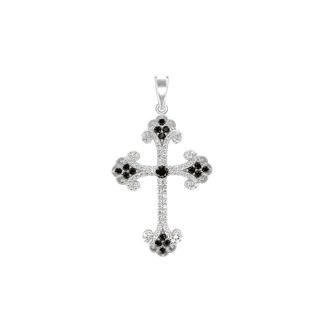 ITI NYC Budded Cross Pendant with Brown Cubic Zirconia in Sterling Silver