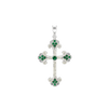 ITI NYC Budded Cross Pendant with Green Cubic Zirconia in Sterling Silver