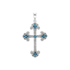 ITI NYC Budded Cross Pendant with Light Blue Cubic Zirconia in Sterling Silver