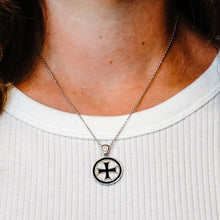 Load image into Gallery viewer, ITI NYC Pattee Cross Pendant Medallion with Black Enamel in Sterling Silver
