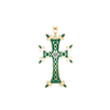 ITI NYC Armenian Cross Pendant with Cubic Zirconia and Green Enamel in Sterling Silver
