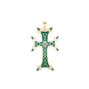 ITI NYC Armenian Cross Pendant with Cubic Zirconia and Green Enamel in Sterling Silver