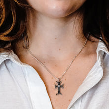 Load image into Gallery viewer, ITI NYC Armenian Cross Pendant with Cubic Zirconia and Black Enamel in Sterling Silver
