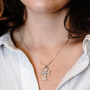 ITI NYC Armenian Cross Pendant with Cubic Zirconia in Sterling Silver