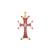 ITI NYC Armenian Cross Pendant with Cubic Zirconia and Red Enamel in Sterling Silver