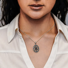 Load image into Gallery viewer, ITI NYC Chi-Rho Cross Pendant Medallion with Black Enamel in Sterling Silver
