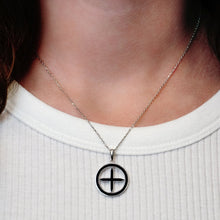 Load image into Gallery viewer, ITI NYC Pointed Cross Pendant Medallion with Black Enamel in Sterling Silver
