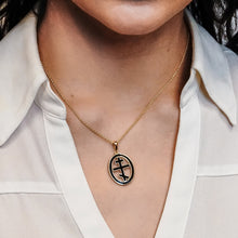 Load image into Gallery viewer, ITI NYC Orthodox Cross Pendant Medallion with Black Enamel in Sterling Silver
