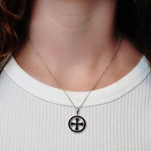 Load image into Gallery viewer, ITI NYC Patonce Cross Pendant Medallion with Black Enamel in Sterling Silver
