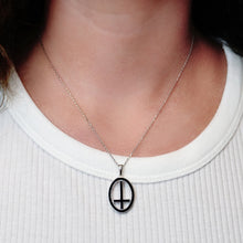 Load image into Gallery viewer, ITI NYC St. Peter&#39;s Cross Pendant Medallion with Black Enamel in Sterling Silver
