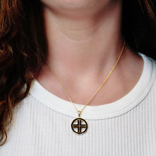 Load image into Gallery viewer, ITI NYC Voided Cross Pendant Medallion with Black Enamel in Sterling Silver
