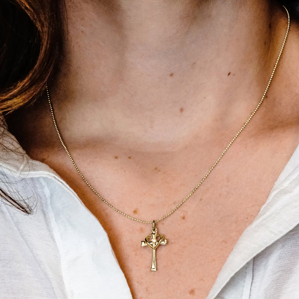 ITI NYC Heart Cross Pendant with Cubic Zirconia in Sterling Silver